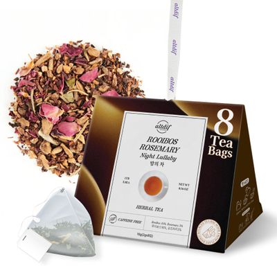 ALTDIF Rooibos Rosemary Night Lullaby Herbal Tea Bag Set for Calm and Restful Sleep - Chamomile and Lavender Blend - Caffeine-Free Floral Tea Bag Box for Evening Relaxation - 8 Pyramid Teabags