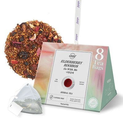ALTDIF Elderberry Rooibos Go With Me Herbal Tea Bag Set Tropical Black Tea Blend Smooth & Fruity Caffeine-Free Flavor Premium Relaxing Luxury Tea Box - 8 Pyramid Teabags