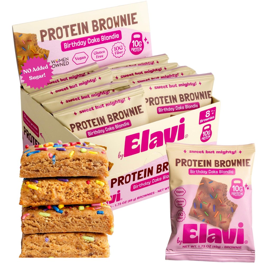 Elavi Birthday Cake Blondie Protein Brownies - 8 Pack