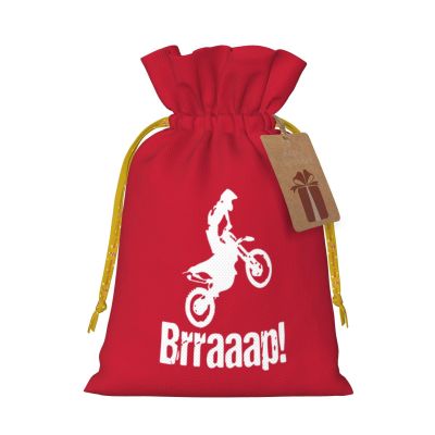 Dirt Bike Motocross Christmas Gift Bags, Santa Wrapping Bags, With Drawstring And Tags Reusable, Xmas Presents Bag, Holiday Party Favors, Birthday & Christmas Gift
