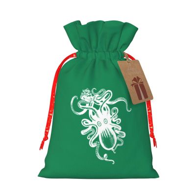 Kraken Rum Octopus Christmas Gift Bags, Santa Wrapping Bags, With Drawstring And Tags Reusable, Xmas Presents Bag, Holiday Party Favors, Birthday & Christmas Gift