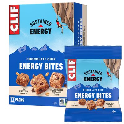 CLIF BAR Energy Bites - Chocolate Chip - Made with Organic Oats - 6g Plant Based Protein - Non-GMO (5 Packs)