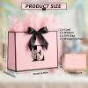 JEKUGOT Alphabet Birthday Gift Bag, Personalized Initial Large Gift Bags with Card and Tissue Paper, Pink Bow Gifts Bag for Birthday Party, Wedding, Graduation, (Letter E) view 2