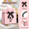 JEKUGOT Alphabet Birthday Gift Bag, Personalized Initial Large Gift Bags with Card and Tissue Paper, Pink Bow Gifts Bag for Birthday Party, Wedding, Graduation, (Letter E) view 3