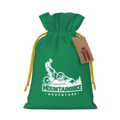 Mountain Biking Christmas Gift Bags, Santa Wrapping Bags, With Drawstring And Tags Reusable, Xmas Presents Bag, Holiday Party Favors, Birthday & Christmas Gift