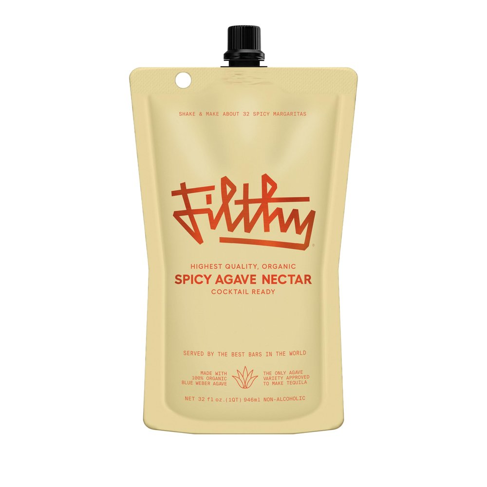 Filthy Spicy Agave Nectar All Natural Cocktail Mixer - Organic, Cocktail-Ready Agave Made With 100% Organic Blue Weber Agave - For Use in Margaritas and Your Favorite Cocktails, 32 oz Pouch, 1 Pack