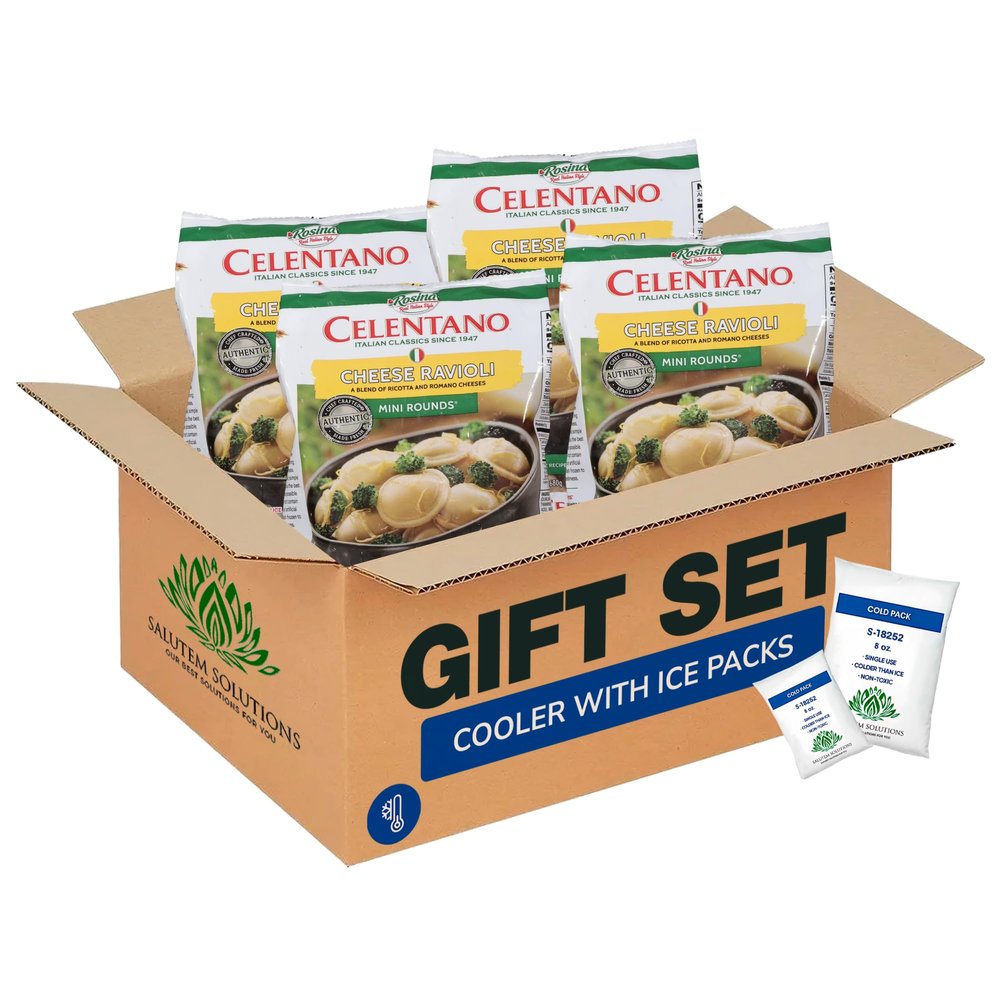 Salutem Vita Mini Cheese Ravioli, Italian Pasta, Frozen Meal, Gift Set, 24 oz Pack of 5