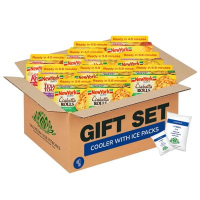 Salutem Vita Real Garlic Hand-Tied Knots, Cheese Olde World Ciabatta Rolls, Five Cheese Texas Toast, Gift Set, 8 oz Pack of 12