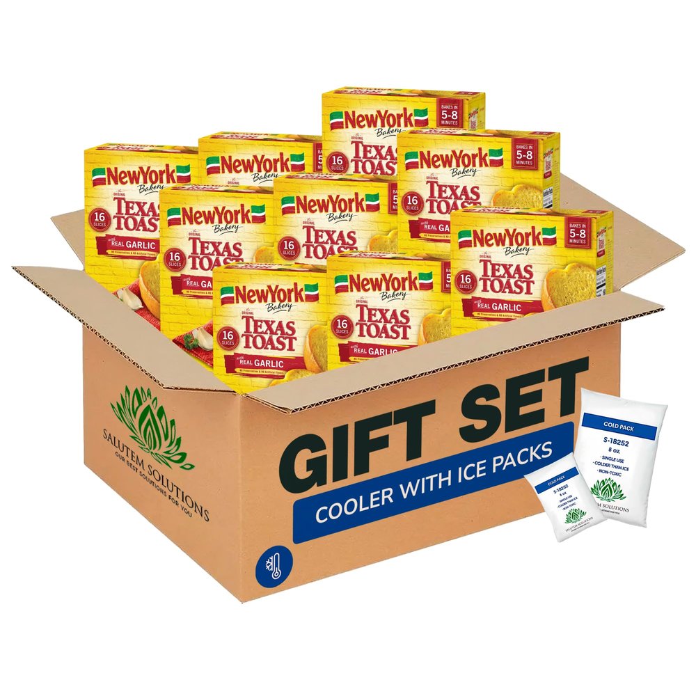 Salutem Vita Real Garlic Texas Toast, Frozen Bread Gift Set, 22.5 oz Pack of 4