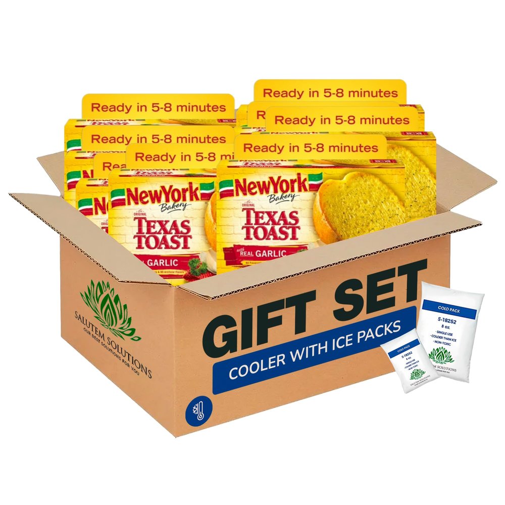 Salutem Vita Real Garlic Texas Toast, Frozen Bread Gift Set, 11.25 oz Pack of 8
