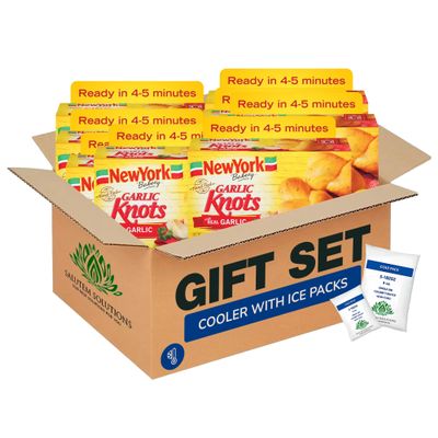 Salutem Vita Real Garlic Hand-Tied Garlic Knots, Frozen Bread Gift Set, 7.3 oz Pack of 8