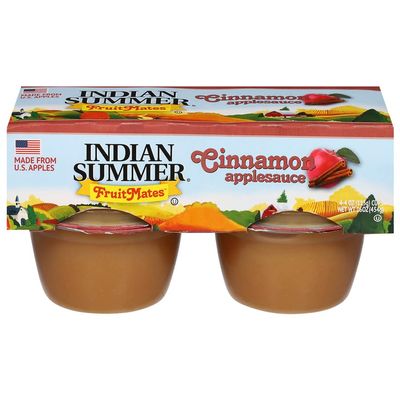 Indian Summer Single Serve Cinnamon Apple Sauce, Individually Packed Applesauces, 4 Single Cups, 4 Ounces Each (Cinnamon)