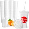 24 Oz Styrofoam Cups with Lids (40 Pack) Large Foam Cups for Hot and Cold Drinks, Insulated White Styrofoam Coffee Cups, Soda, Juice, Tea - Made in USA view 1