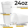 24 Oz Styrofoam Cups with Lids (40 Pack) Large Foam Cups for Hot and Cold Drinks, Insulated White Styrofoam Coffee Cups, Soda, Juice, Tea - Made in USA view 2