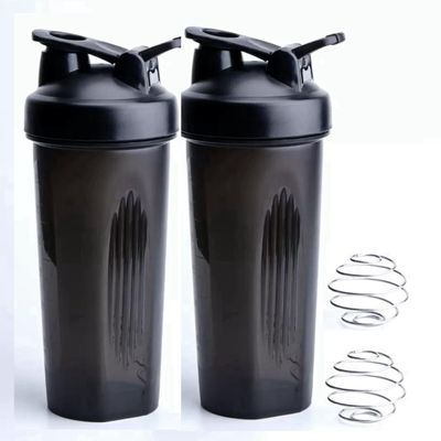 2PK Shaker Bottle -Classic Protein blending Bottle Perfect for Shakes and Pre Workout, 28-Ounce, Black, 2 Pack