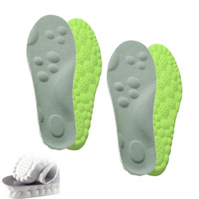 2026 New Steppers 4D Cloud Memory Foam Insoles with Massage, Arch Support & Breathable Comfort for All Shoe Types (Green (2PC), USMen9.5-10.5/Women11.5-12.5)