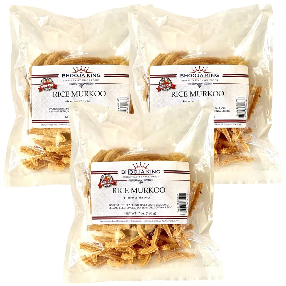 Bhooja King - Rice Murkoo (Pack of 3 x 198g) Crunchy Southern Indian Snacks, So Tasty!