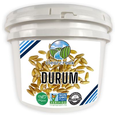 Clear Creek Certified Glyphosate Residue Free Durum Wheat Berries | 25 LBS Bucket | Whole Grains | Used to mill to Semolina Pasta Flour | North American Grown