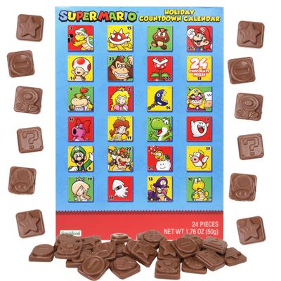 2025 Super Mario Christmas Advent Countdown Calendar, Chocolate Candy Inside, 24 Day Holiday Activity, 1.76 Ounces