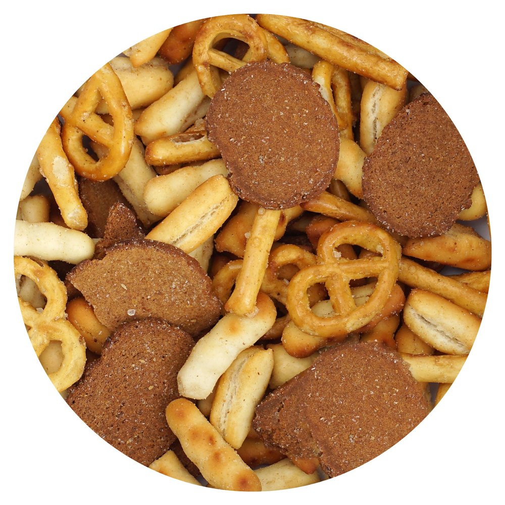 Deluxe Snack Mix, 1 Pound Bulk Bag, Rye Bread Chips, Pretzels, Sesame & Regular Bread Sticks, Hampton Distribution