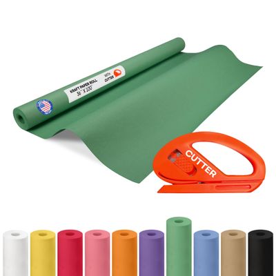 Christmas Green Kraft Paper Roll 36" x 1200" (100 ft) with Cutter - USA-Made Wrapping Paper for Packing, Moving, Shipping & Crafts/Arts - 100% Recyclable Natural Craft Material by IDL Packaging