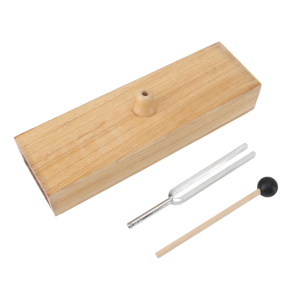 FTVOGUE 256Hz Tuning Fork Wooden Speaker Singing Tone Tuning Set with Wood Resonance Box and Hammer for Sound Healing Meditation Hearing Tests