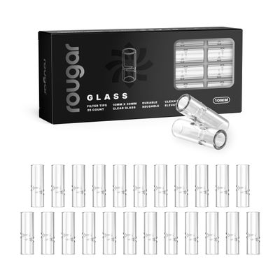 10mm Glass Tips Clear 25 Pack | Reusable Borosilicate Glass Filters | Durable, Easy-to-Clean 10x30mm