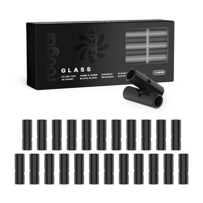 10mm Glass Tips Black 25 Pack | Reusable Borosilicate Glass Filters | Durable, Easy-to-Clean 10x30mm