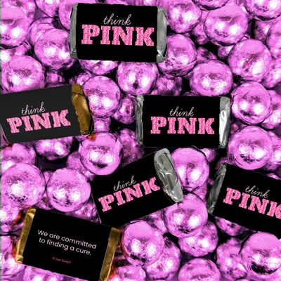 210 pcs Breast Cancer Awareness Think Pink Assorted Chocolate Miniatures and Pink Foiled Chocolate Balls Mix (4.86lb)