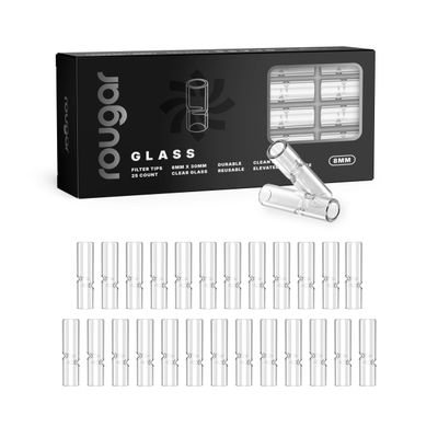 8mm Glass Tips Clear 25 Pack | Reusable Borosilicate Glass Filters for Rolling Machines | Durable, Easy-to-Clean