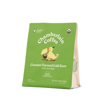 Chamberlain Coffee Organic Coconut Cold Brew XL Coffee Bags Medium Roast - Premeasured, Ready to Brew - Makes 4 Cups per Bag - Perfect for Iced Coffee, Convenient and Easy Brewing Experience - 8.5 oz