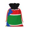 Medium Christmas Gift Bag Flag of South Sudan Print Xmas Party Holiday Drawstring Pouches for Presents, Favors & Goodie Sacks view 2