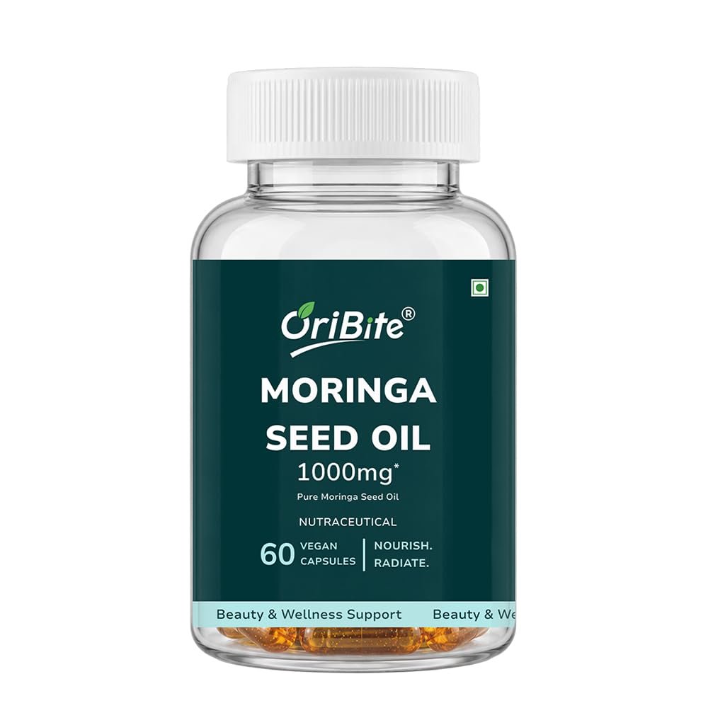 ORIBITE Moringa Seed Oil 1000mg 60 Capsules | Cold-Pressed & Pure Superfood Supplement | Supports Skin, Hair, Digestion, Energy & Immunity | Rich in Vitamins & Antioxidants | Non-GMO, Gluten Free