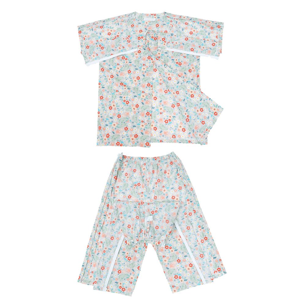 LumaGrove Bedridden Patient Clothing, Short Sleeve Patient Pajamas Tear Away Post-Op Clothes for Fracture/Surgery Patients(G,L)
