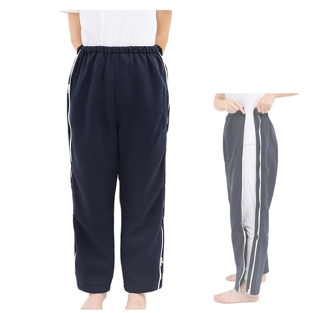 LumaGrove Bedridden Patient Clothing Womens Paralysis Clothing, Zipper Patient Pants Patient Care Clothes, Tear Away Trousers(Blue,XL)