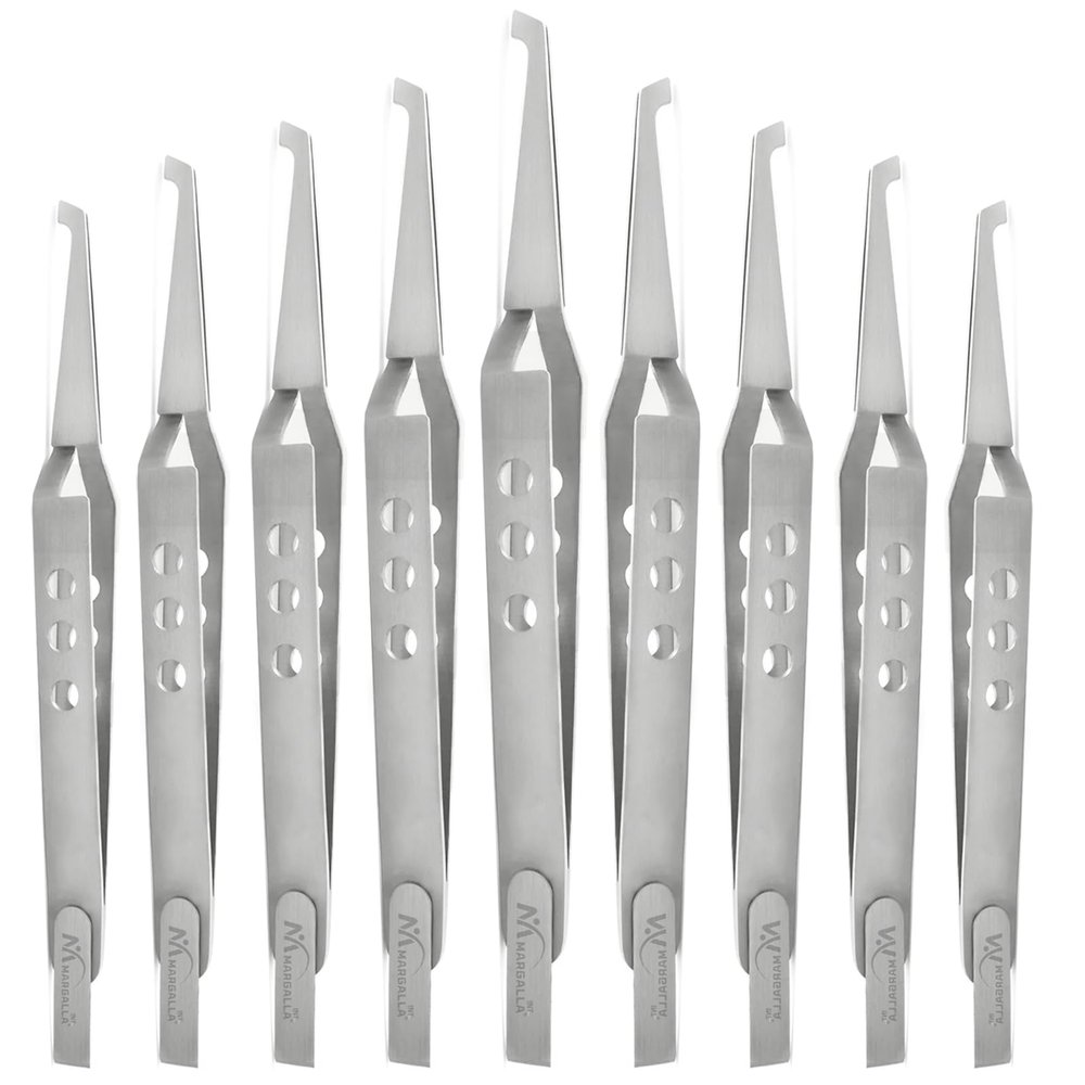 10 PCS Orthodontic Bracket Placer Self-Holding Tweezers | Stainless Steel Dental Pliers Tool