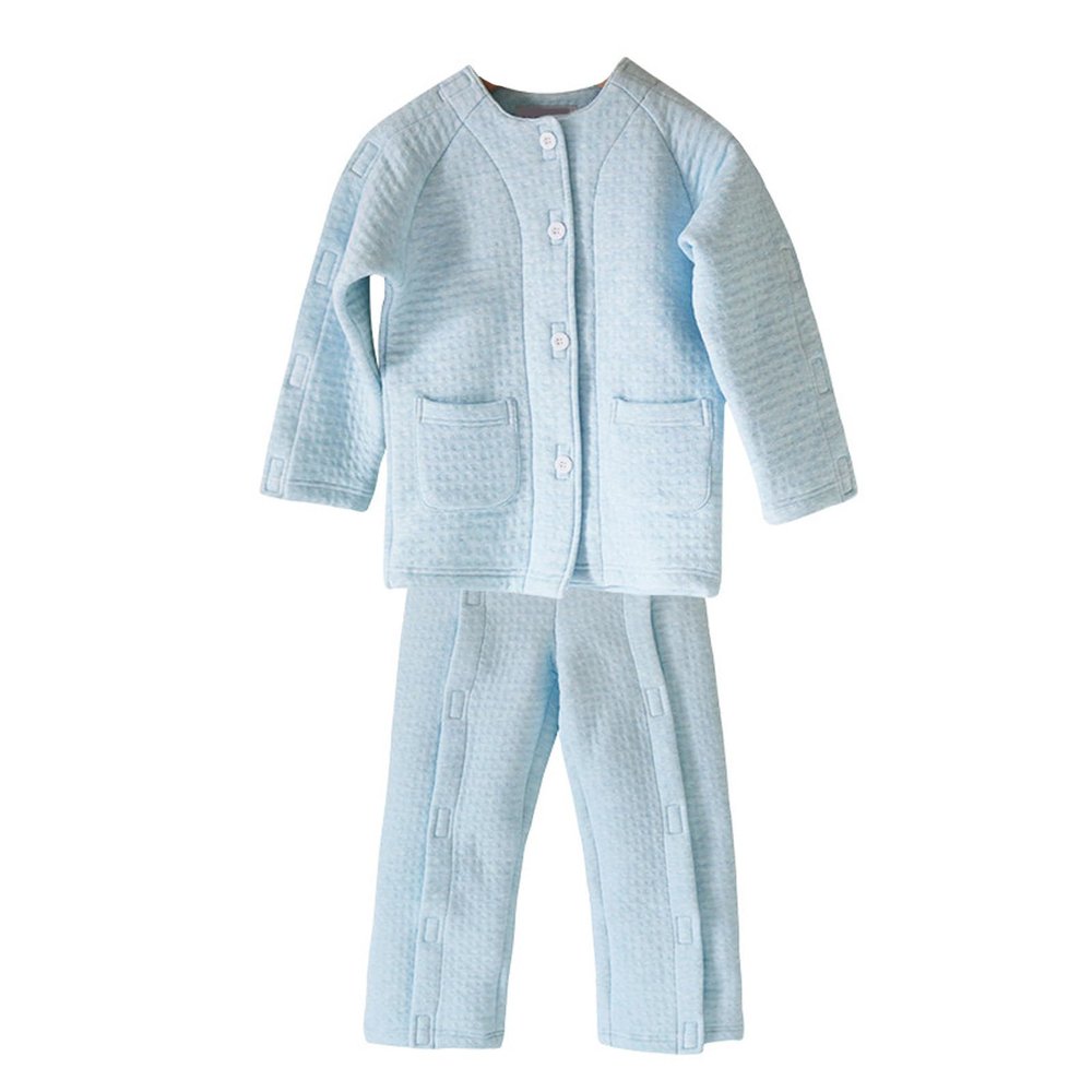 LumaGrove Childrens Bedridden Patient Clothing Post-Op Tear Away Clothes Hospital Gowns Nursing Aid(Blue,XL)