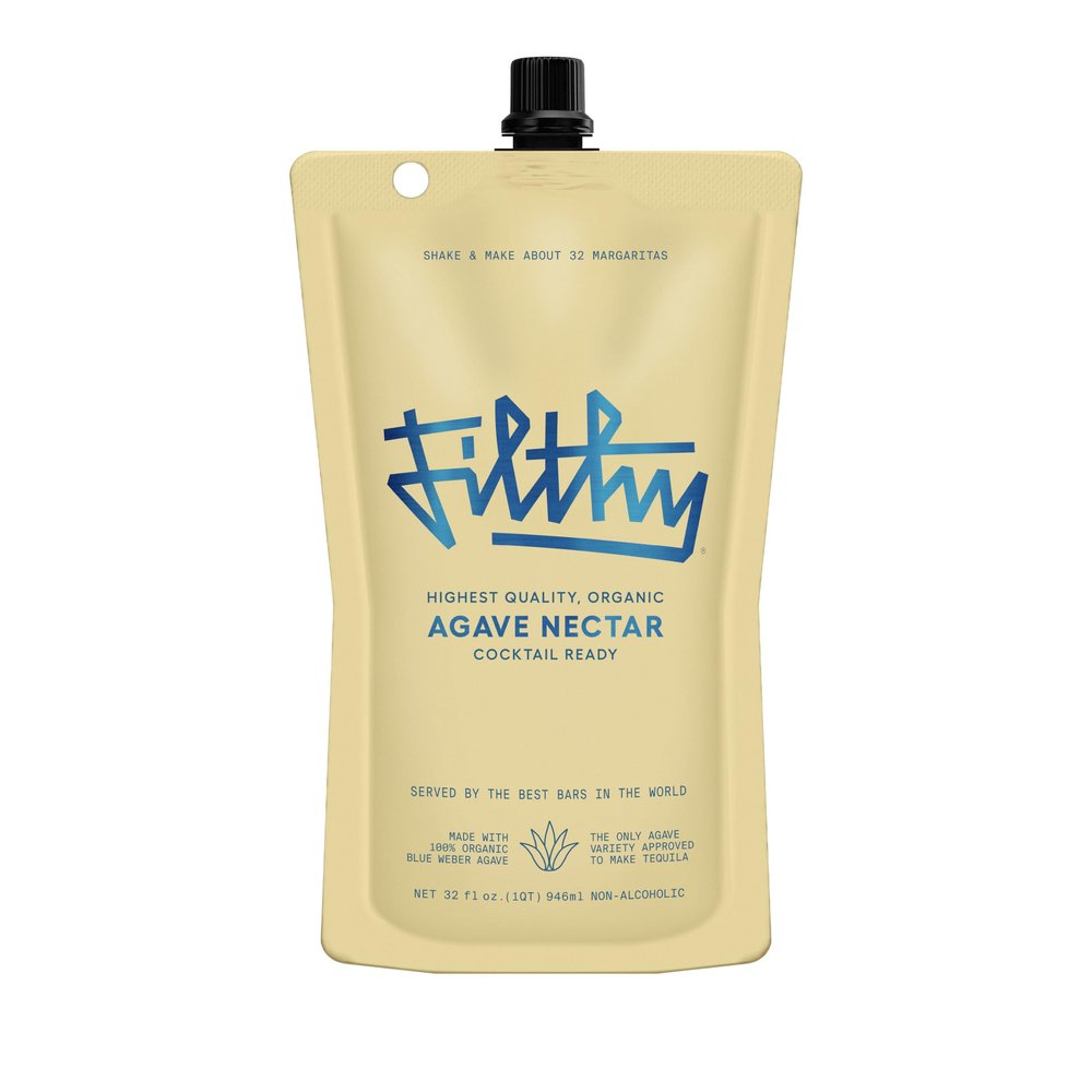 Filthy Agave Nectar All Natural Cocktail Mixer - Organic, Cocktail-Ready Agave Made With 100% Organic Blue Weber Agave - For Use in Margaritas and Your Favorite Cocktails, 32 oz Pouch, 1 Pack