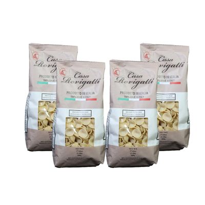 Casa Rovigatti Orecchiette, 100% Italian Durum Wheat Semolina Pasta, Bronze Extruded, Artisanal, 17.64 oz, 4 Pack