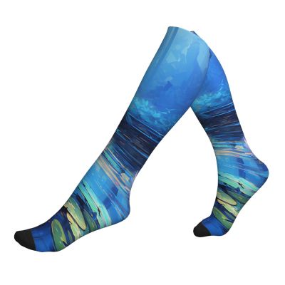 Lotus flowers Compression Socks 15-20mmHg Graduated Compression, Ideal for Nurses, Doctors, Office Workers, and Athletes