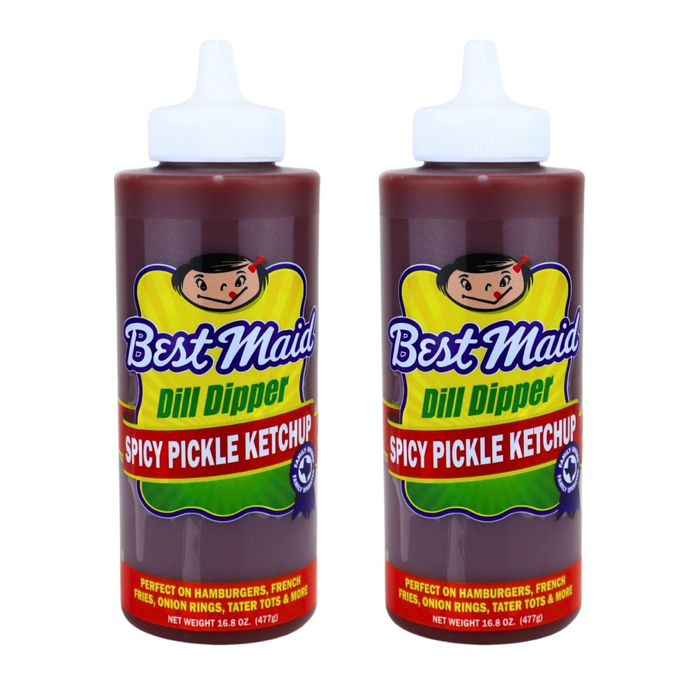Best Maid Pickle Sauce Mamma Fried, Dash ODill BBQ, Spicy Pickle Ketchup & Papa Grilled Tangy, Bold & Dill Flavors for Burgers, Fries & BBQ (Spicy Ketchup) 2 Pack