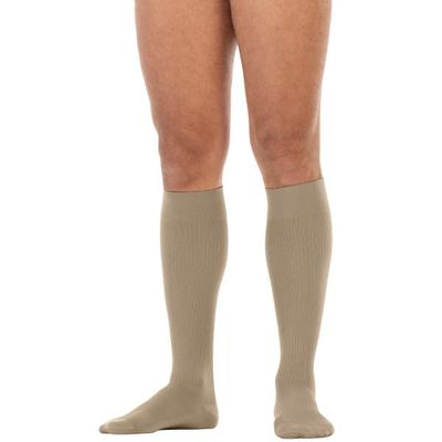 JOBST forMen SoftFit Knee High 15-20 mmHg Compression Socks, Closed Toe, Khaki, X-Large, Full Calf