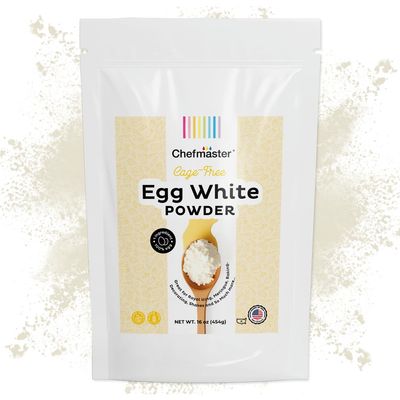Cage-Free Egg Whites Powder by Chefmaster, Pasteurized, Gluten Free & Non-GMO, Baking, Decorating & Cooking, Unflavored, Quality Crafted in USA, 16 oz