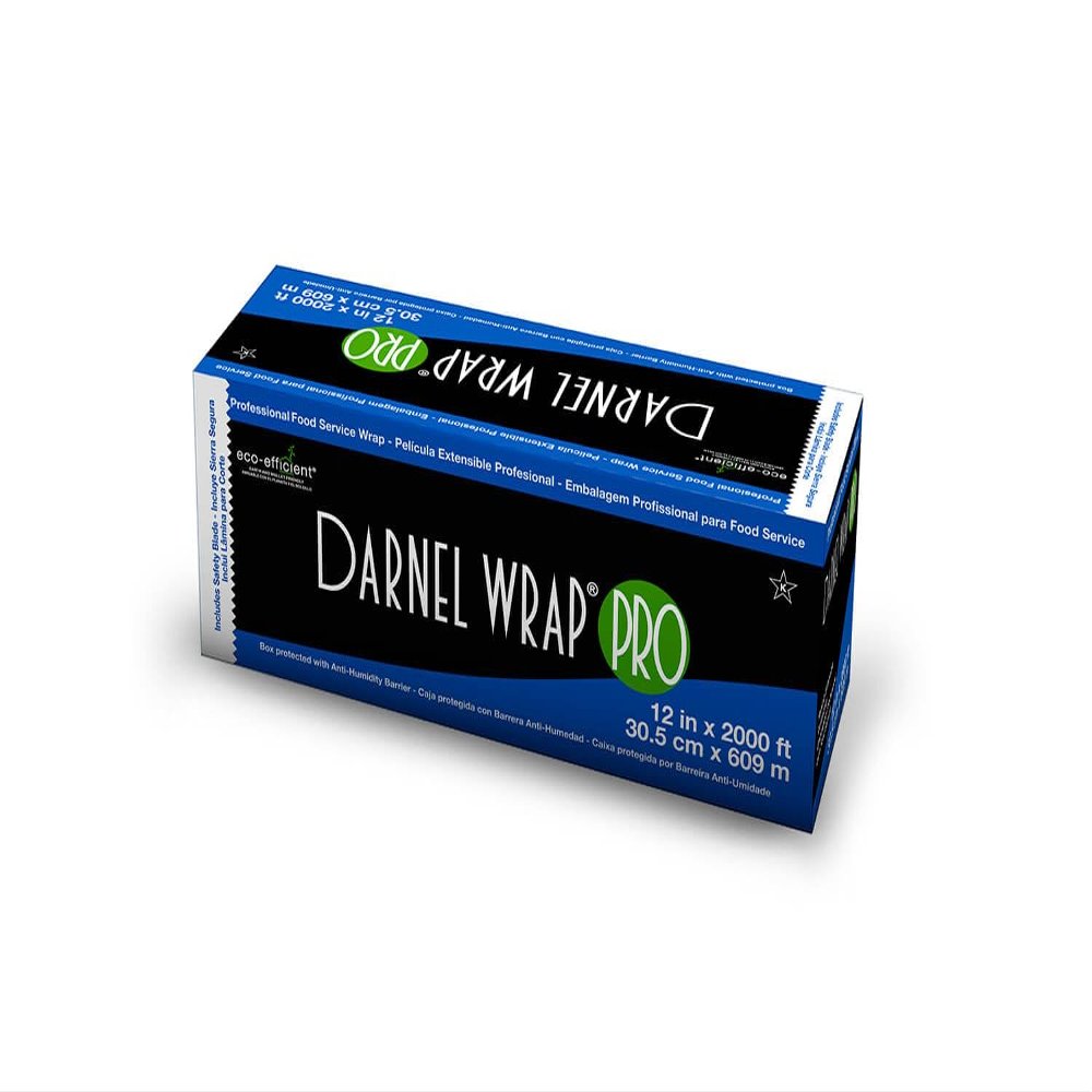Darnel Pro Cutterbox 12'' x 2000' Plastic Food Wrap. Professional High Clarity Food Grade Film with Slide Cutter for Ease of Use. For Use at Home or Commercial Foodservice Establishments.