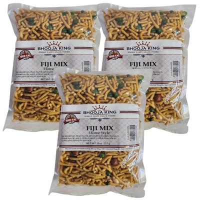 Bhooja King - FIJI MIX (Pack of 3 x 227g) Crunchy Southern Indian Snacks, So Tasty, Home Style Made!