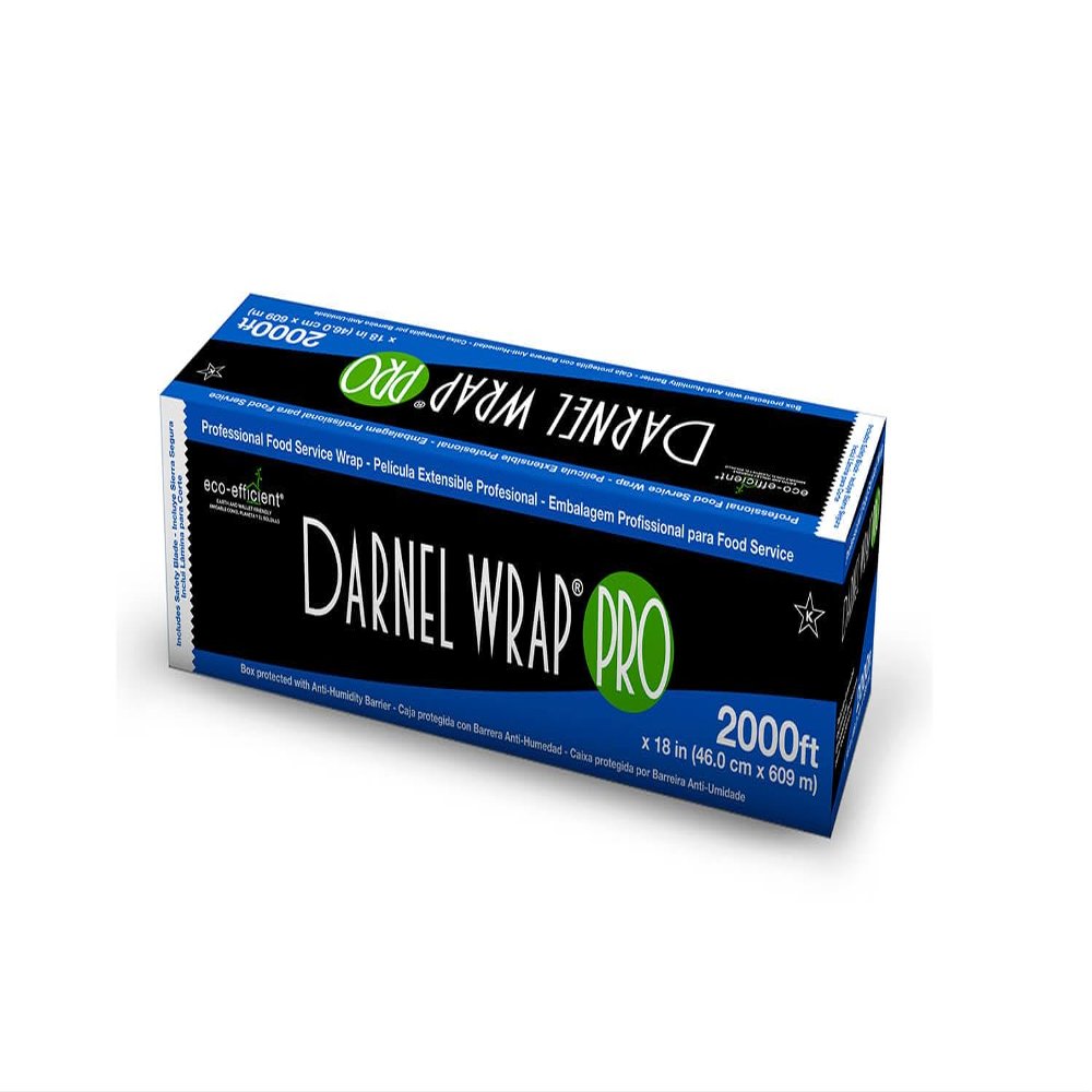 Darnel Pro Cutterbox18" x 2000' Plastic Food Wrap. Professional High Clarity Food Grade Film with Slide Cutter for Ease of Use. For Use at Home or Commercial Foodservice Establishments.