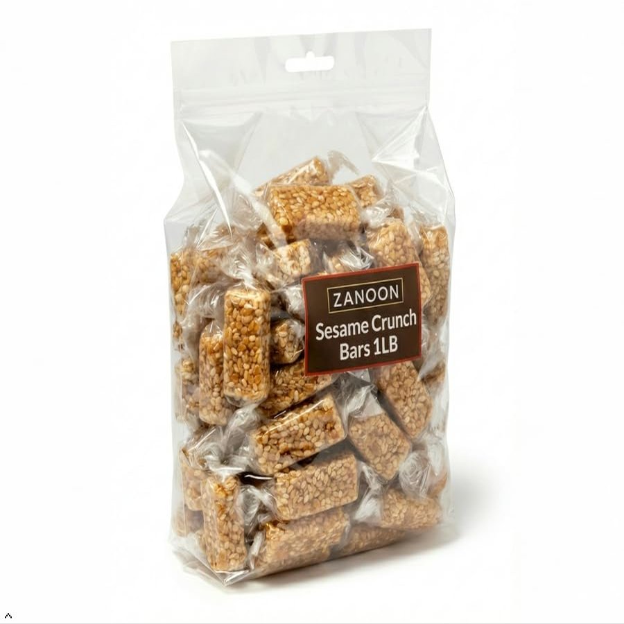 Sesame Candy 1LB Bulk Bag by ZANOON Authentic Crunchy Sesame Seed Candy, Individually Wrapped Sesame Snaps, Sweet Nutty Snack Bars, Perfect for Sharing, Snacking & Gifting