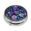 Purple Camellia3 Compartment Pillbox, A Portable Medicine Box That Holds Vitamins, Medications, Fish Oil and Supplements. view 2