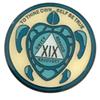 19 Year AA, Recovery Sea Turtle Medallion, Sobriety Token, Blue and Gold view 1