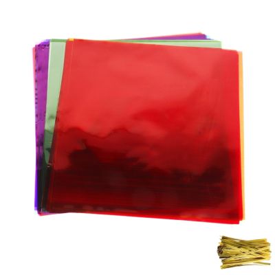 Gonehyu Color Cellophane Sheets 80Pcs Colored Glass Film Chocolate Candy Packaging Wrapper Decorate Wrappers for Homemade Cellophane